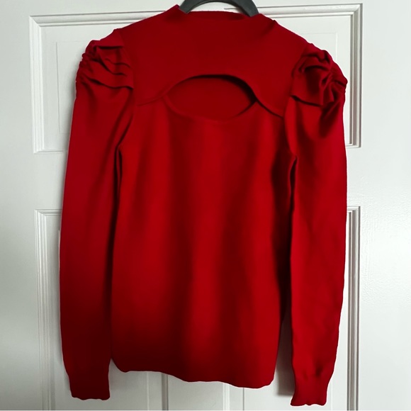 Red cut-out sweater -knit top sweater Small - Picture 4 of 6
